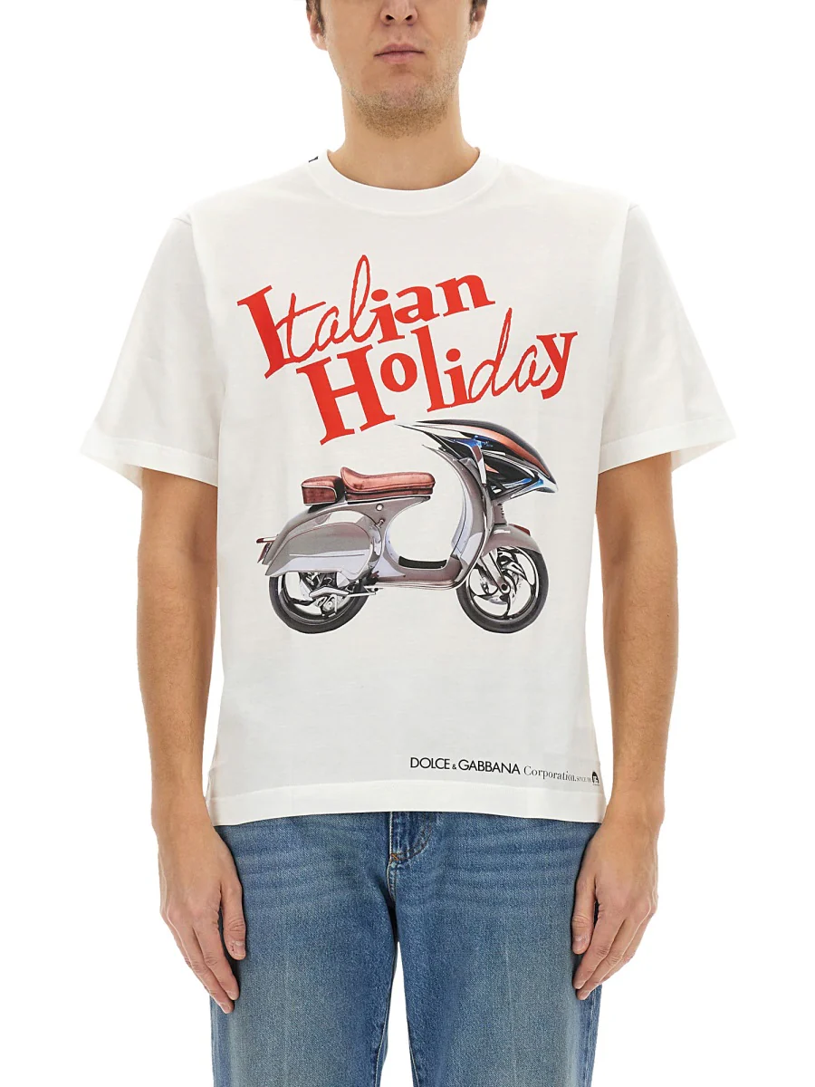 DOLCE & GABBANA Short-sleeved T-shirt with DG Logo Print - Image 3