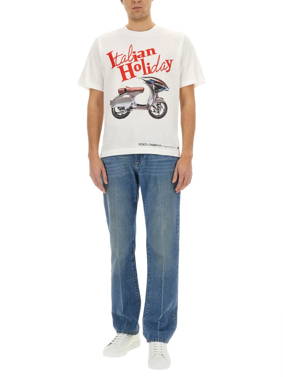 DOLCE & GABBANA Short-sleeved T-shirt with DG Logo Print - Image 4