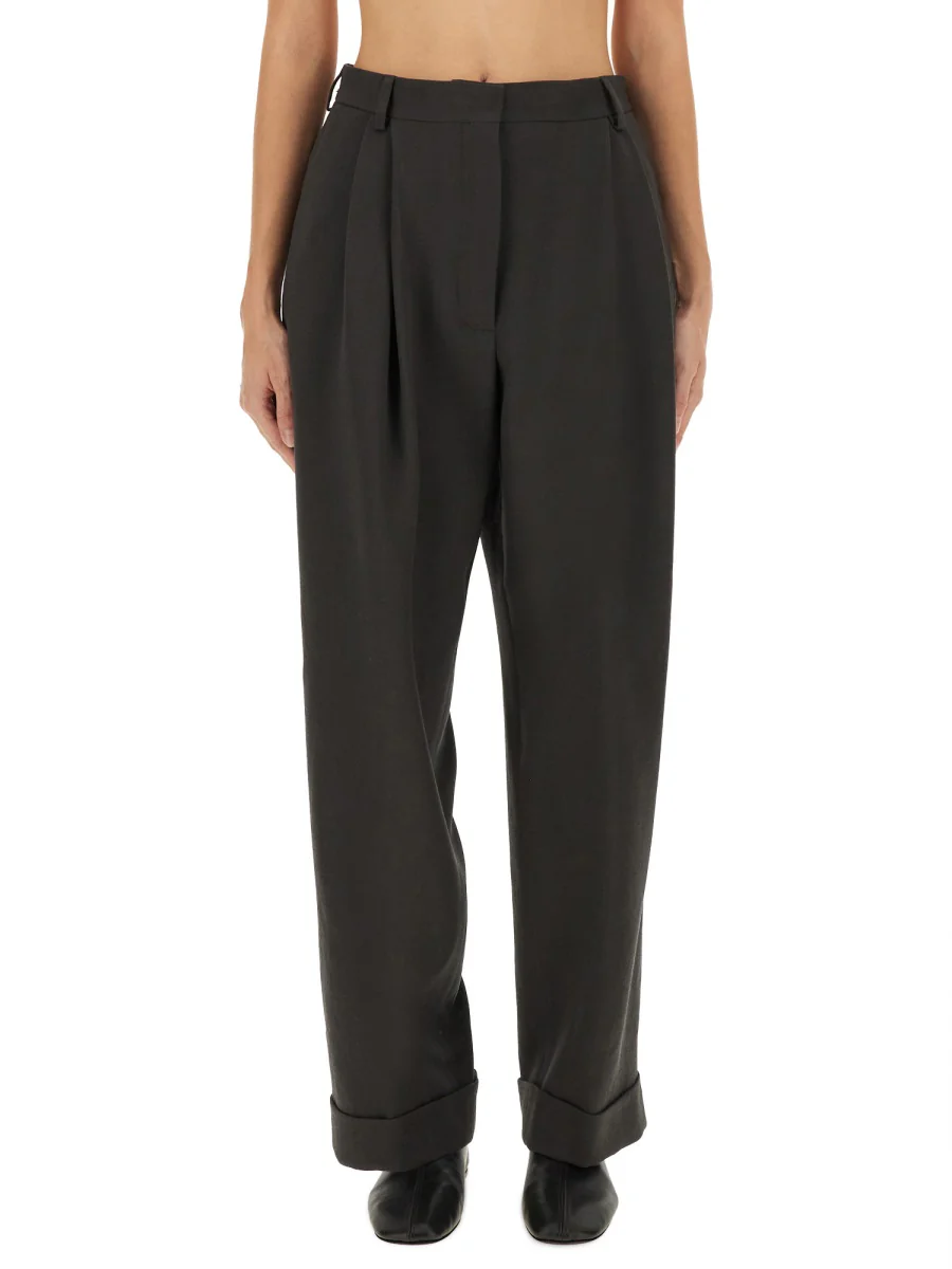 DRIES VAN NOTEN Wide-leg Trousers Made of Wool Drill
