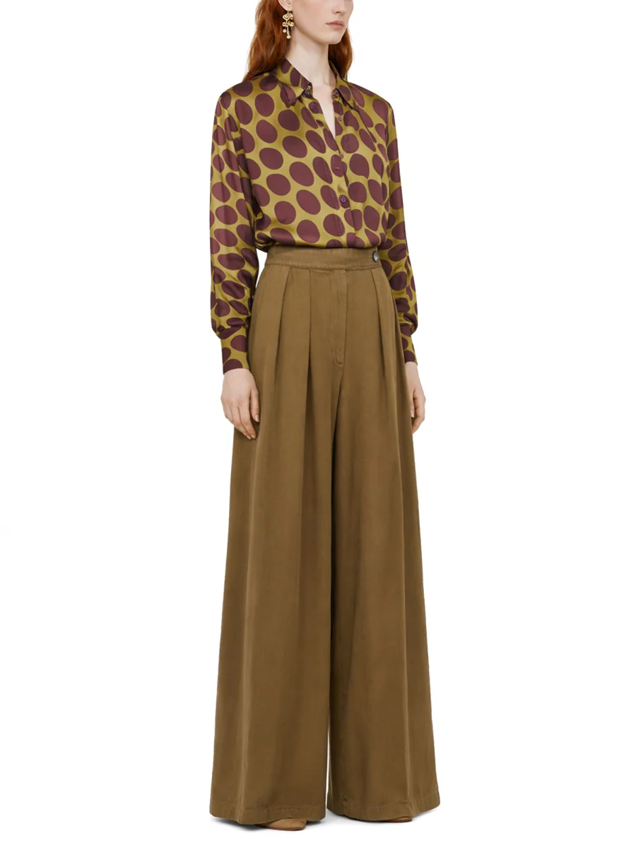 Dries Van Noten Wide Leg Trousers with Pique Detail - Image 3