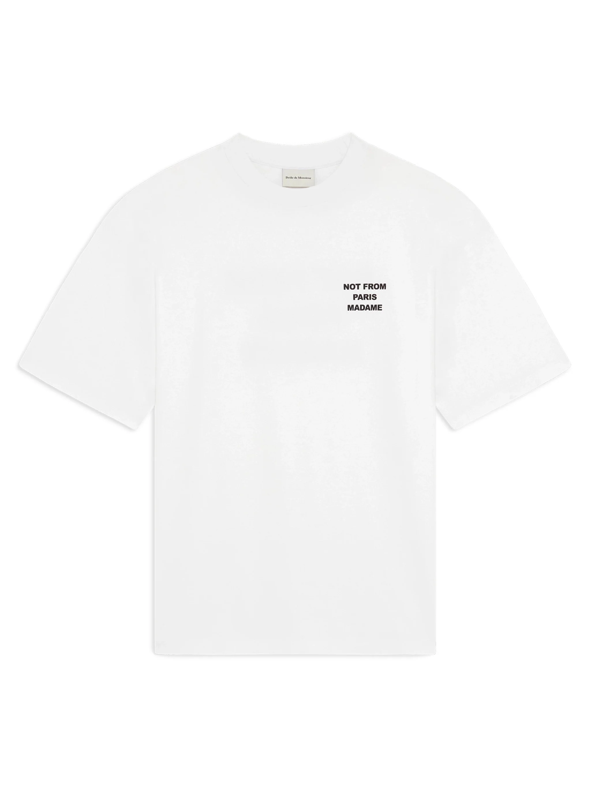 Drole De Monsieur Ribbed Neckline T-Shirt with Contrasting Slogans - Size M