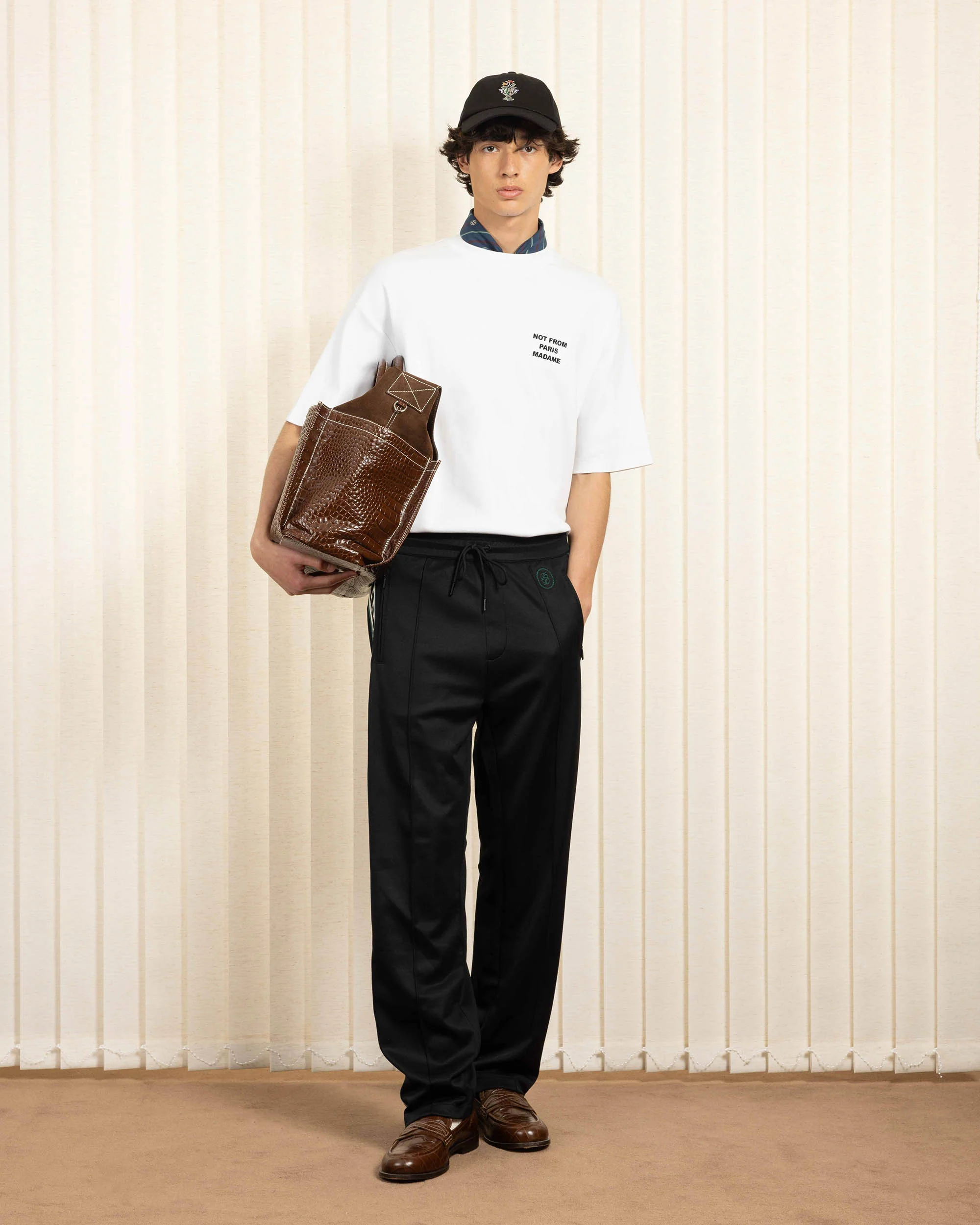 Drole De Monsieur Ribbed Neckline T-Shirt with Contrasting Slogans - Size M - Image 2