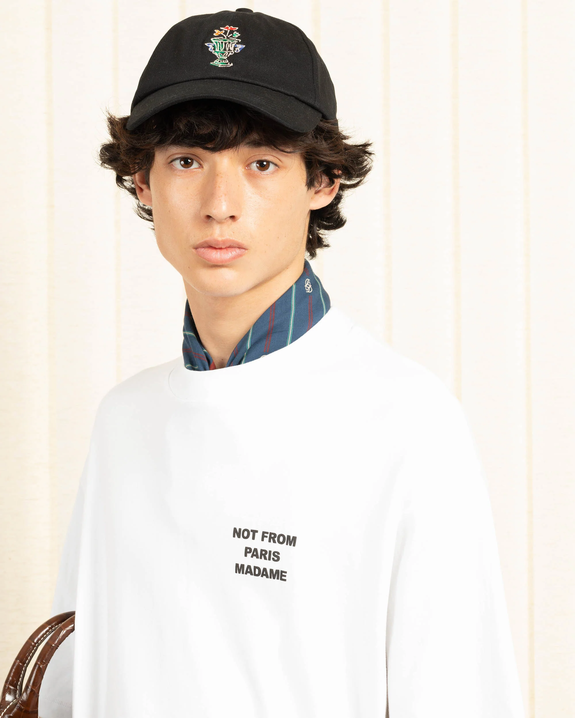 Drole De Monsieur Ribbed Neckline T-Shirt with Contrasting Slogans - Size M - Image 3