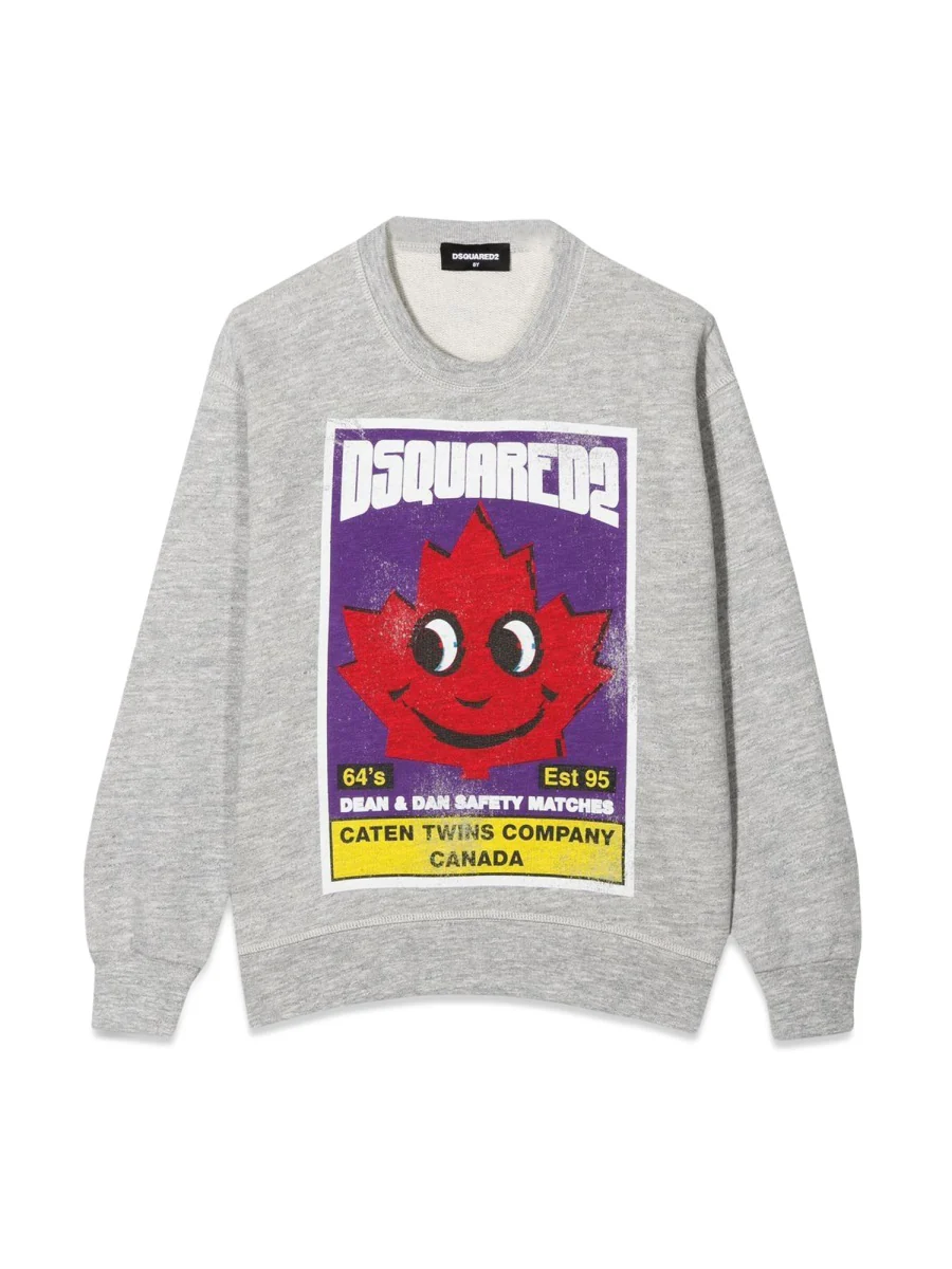 Dsquared Crewneck Sweatshirt with Front Leaf Print - Kids