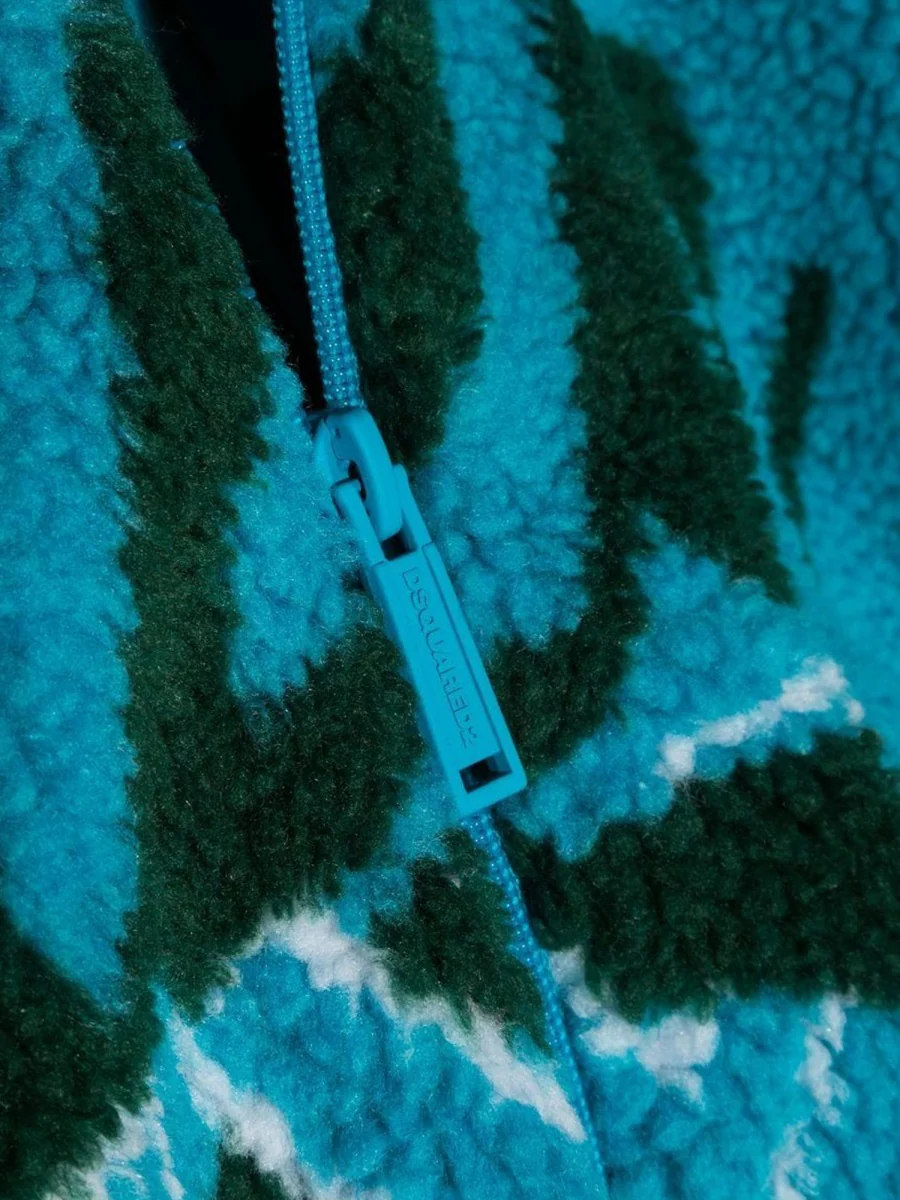 Dsquared Jacquard Fur Zip-Up Mini Hoodie Sweatshirt - Image 3