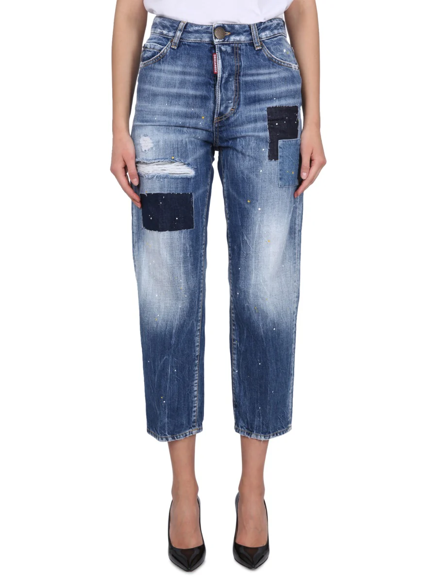 DSQUARED Multicolor Waved Stripes Boston Jeans