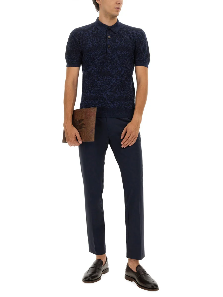 ETRO Cotton- and Wool-Blend Jacquard Polo - Image 6