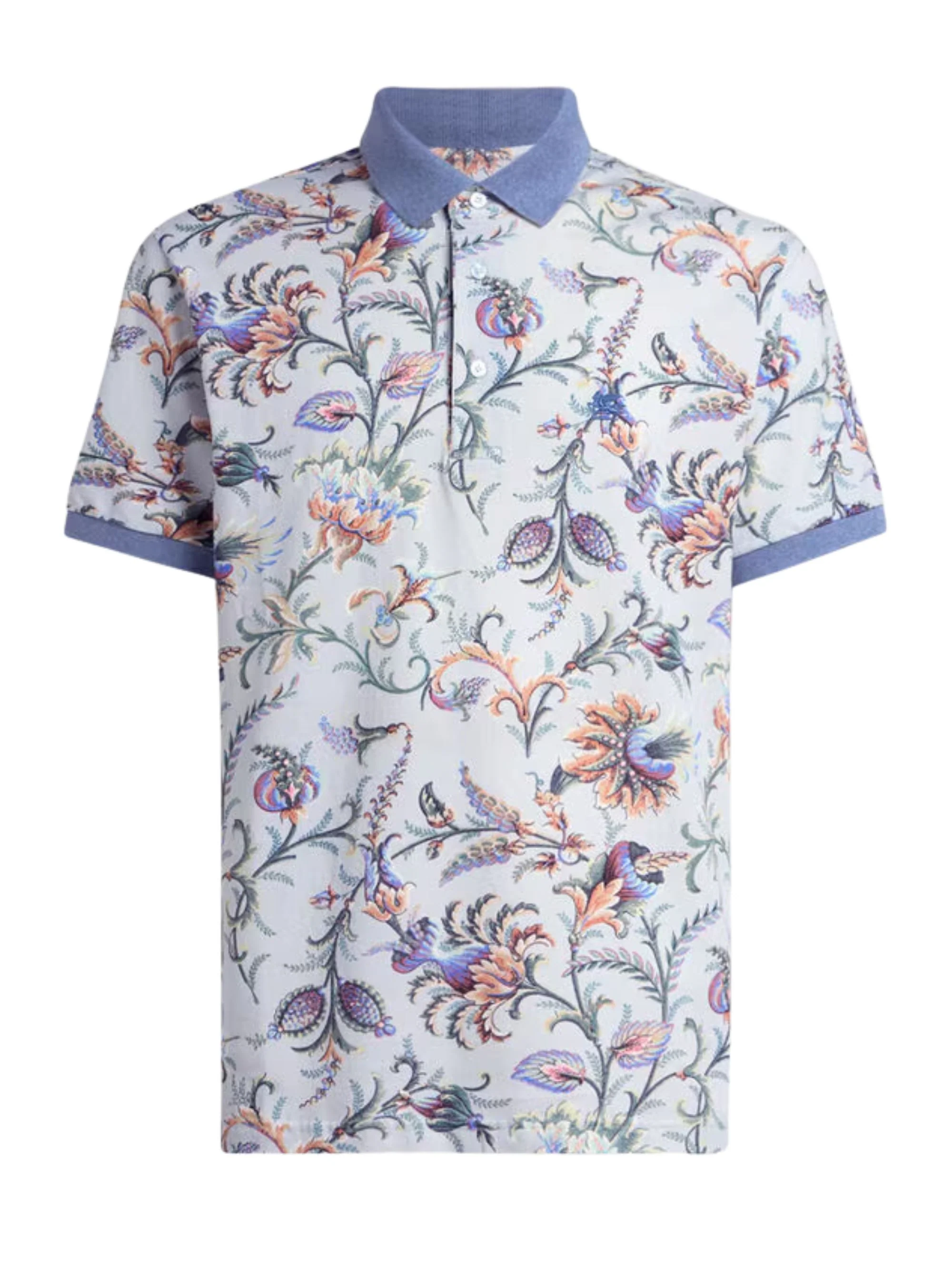 Etro Patterned Button-Up Short Sleeve Ribbed T-Shirt - Image 3