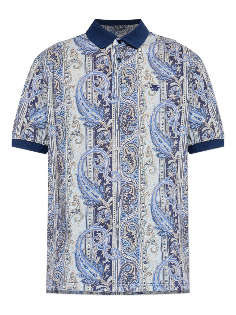 Etro Patterned Button-Up Short Sleeve Ribbed T-Shirt - Image 7