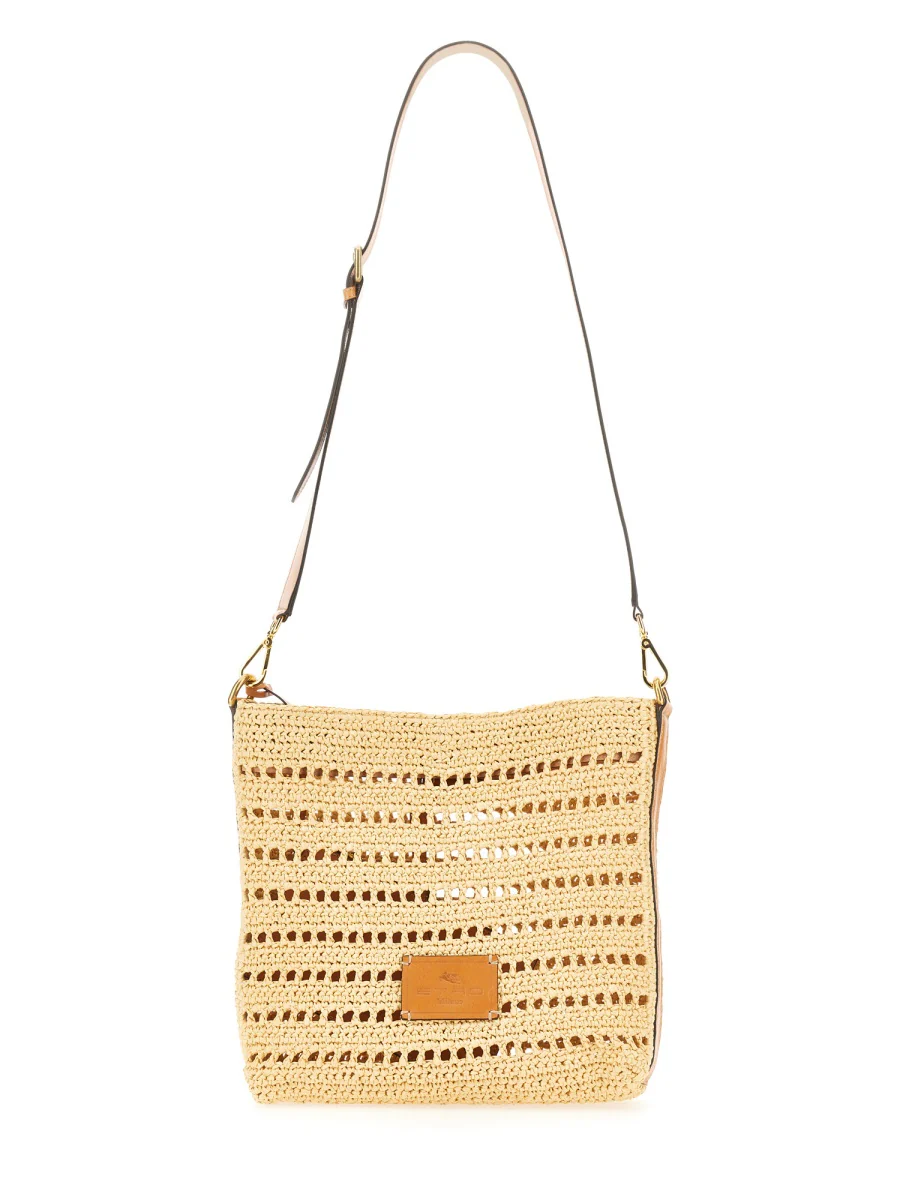 ETRO Perforated Raffia Shoulder Bag