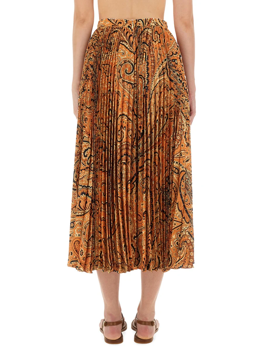 ETRO Pleated Sablé Skirt with Print - Image 3