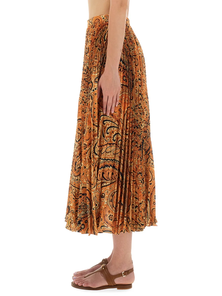 ETRO Pleated Sablé Skirt with Print - Image 4