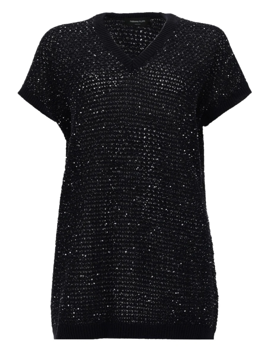 FABIANA FILIPPI Embellished V-neck T-shirt