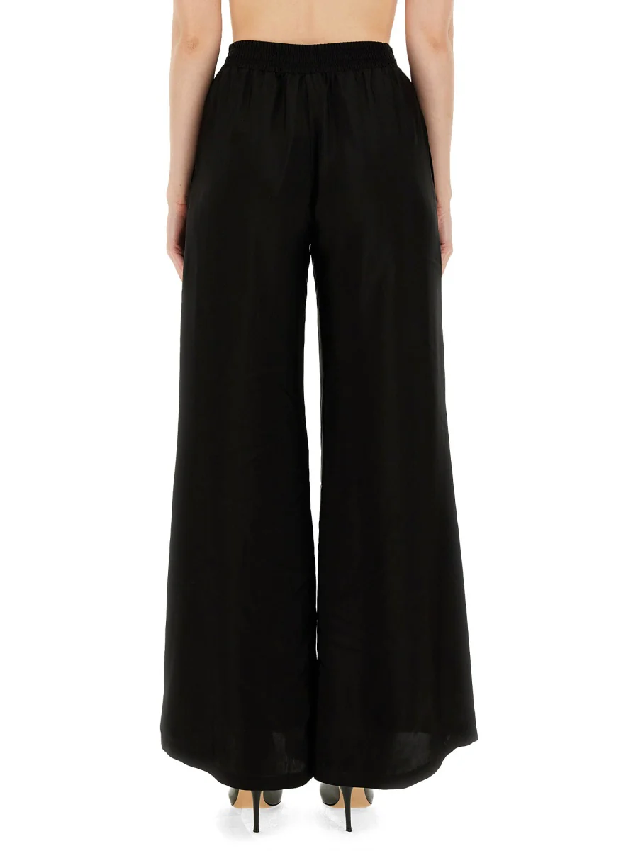 FABIANA FILIPPI Linen Cloth Wide Leg Trousers with Elastic Waistband - Image 3