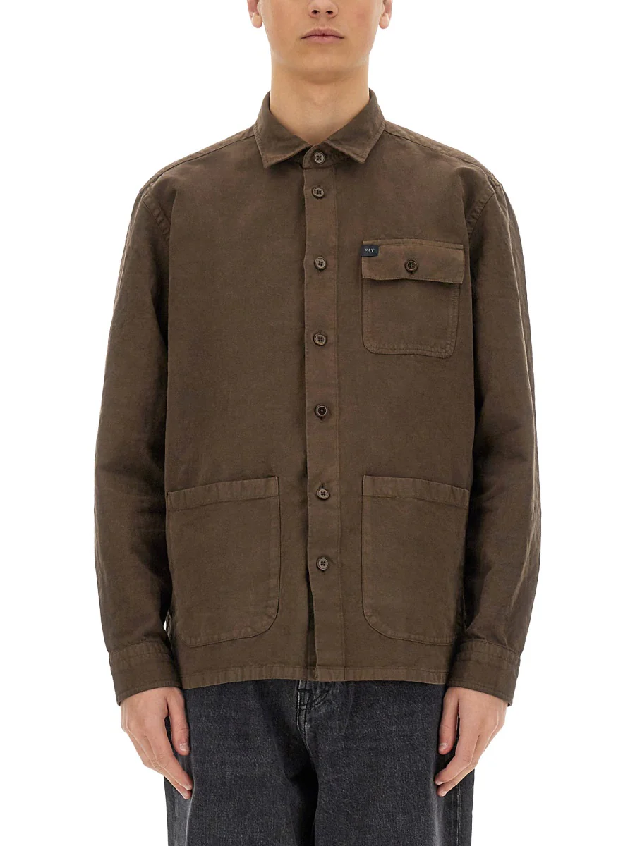 Fay Linen Cotton Shirt Jacket