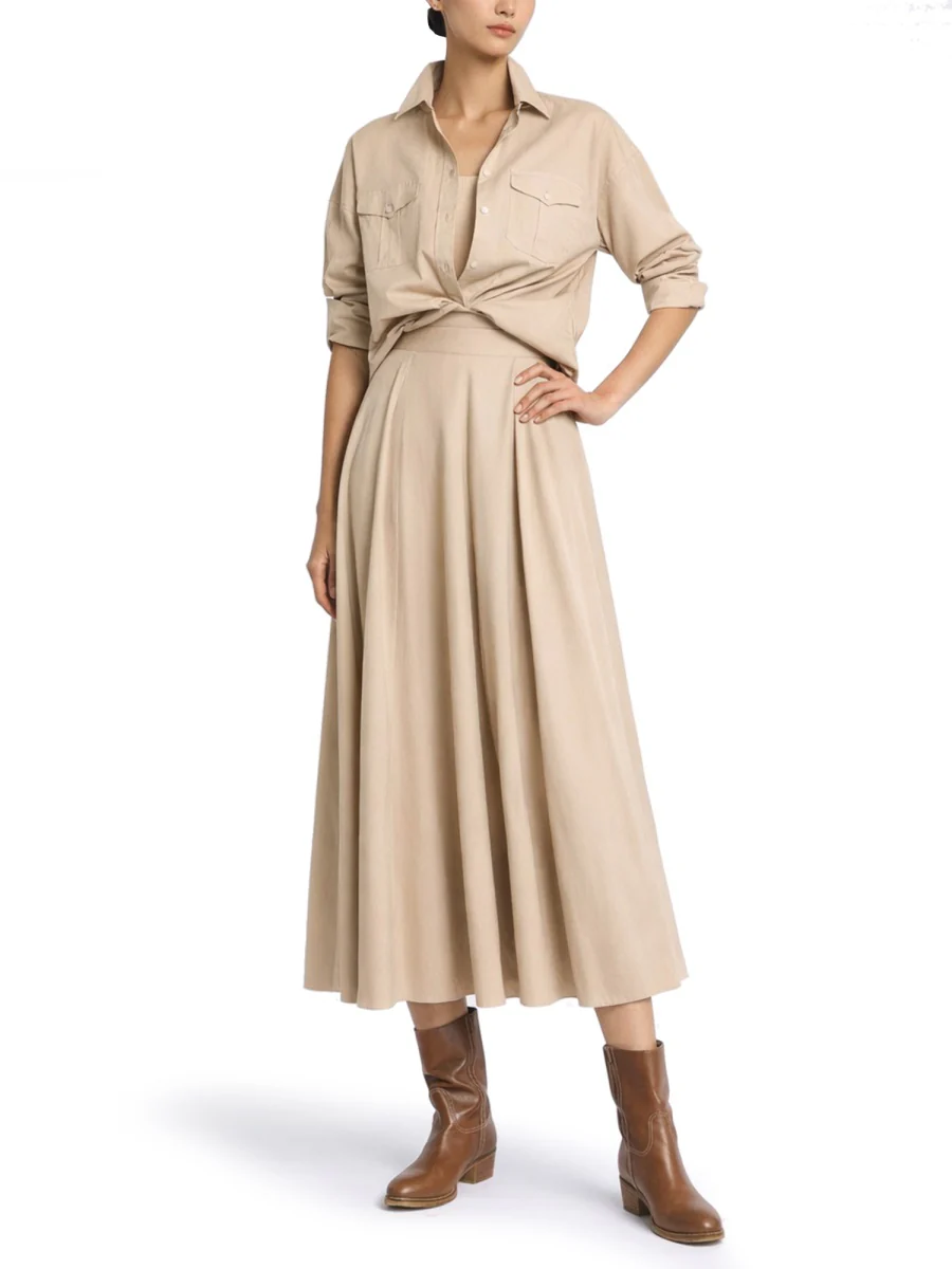 FAY Regular Fit Skirt in Stretch Poplin Woman - Image 3