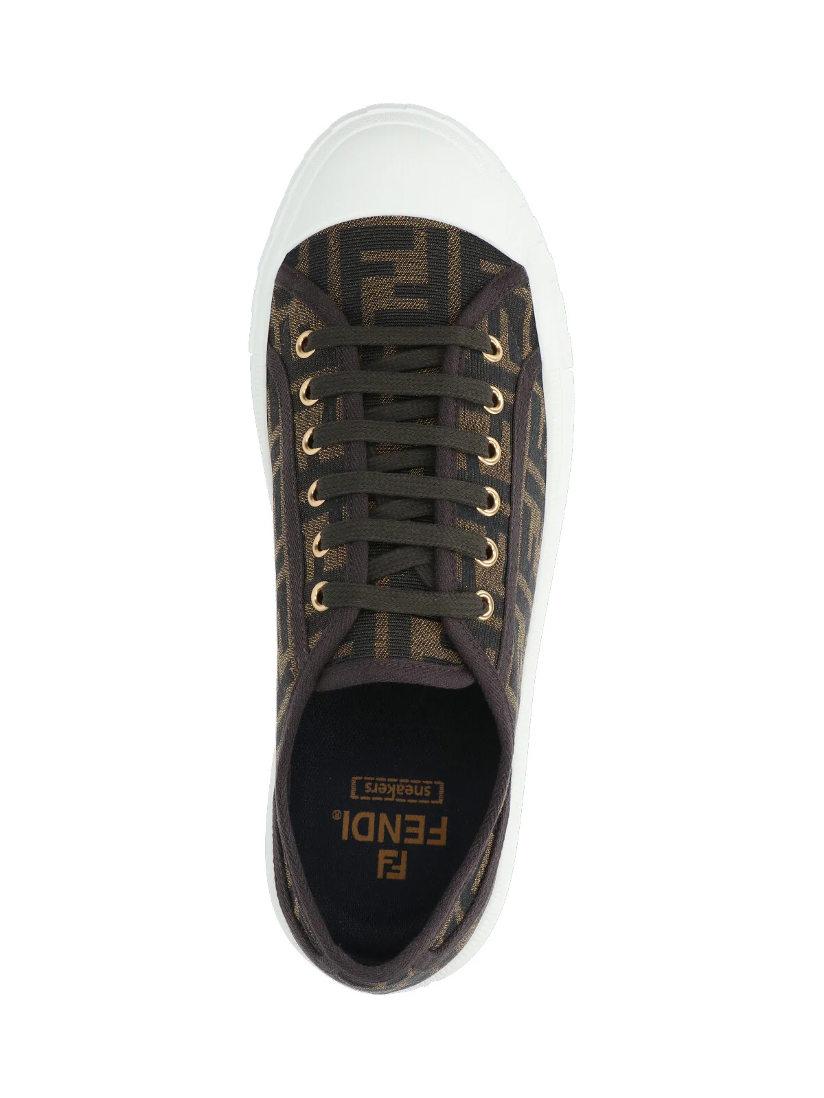 Fendi Men’s Brown-Trim Sneakers in Polyamide & Cotton Blend - Image 5