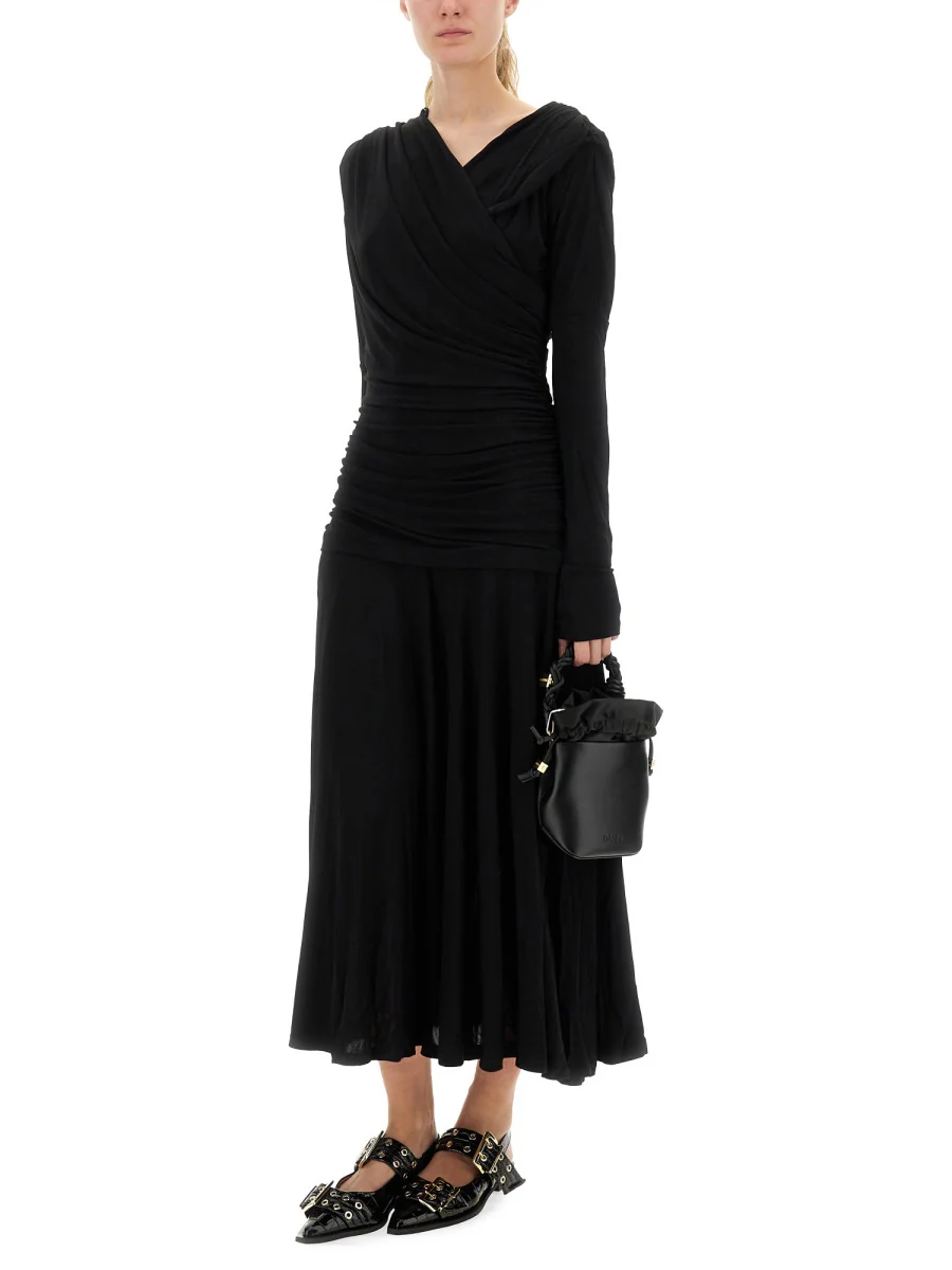 GANNI Gathered Midi Dress - Image 3