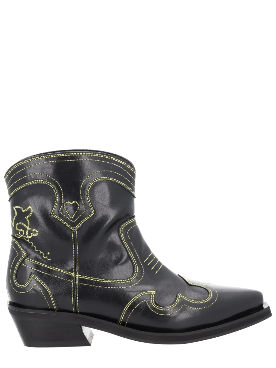 GANNI Low Shaft Embroidered Western Boots - Image 3