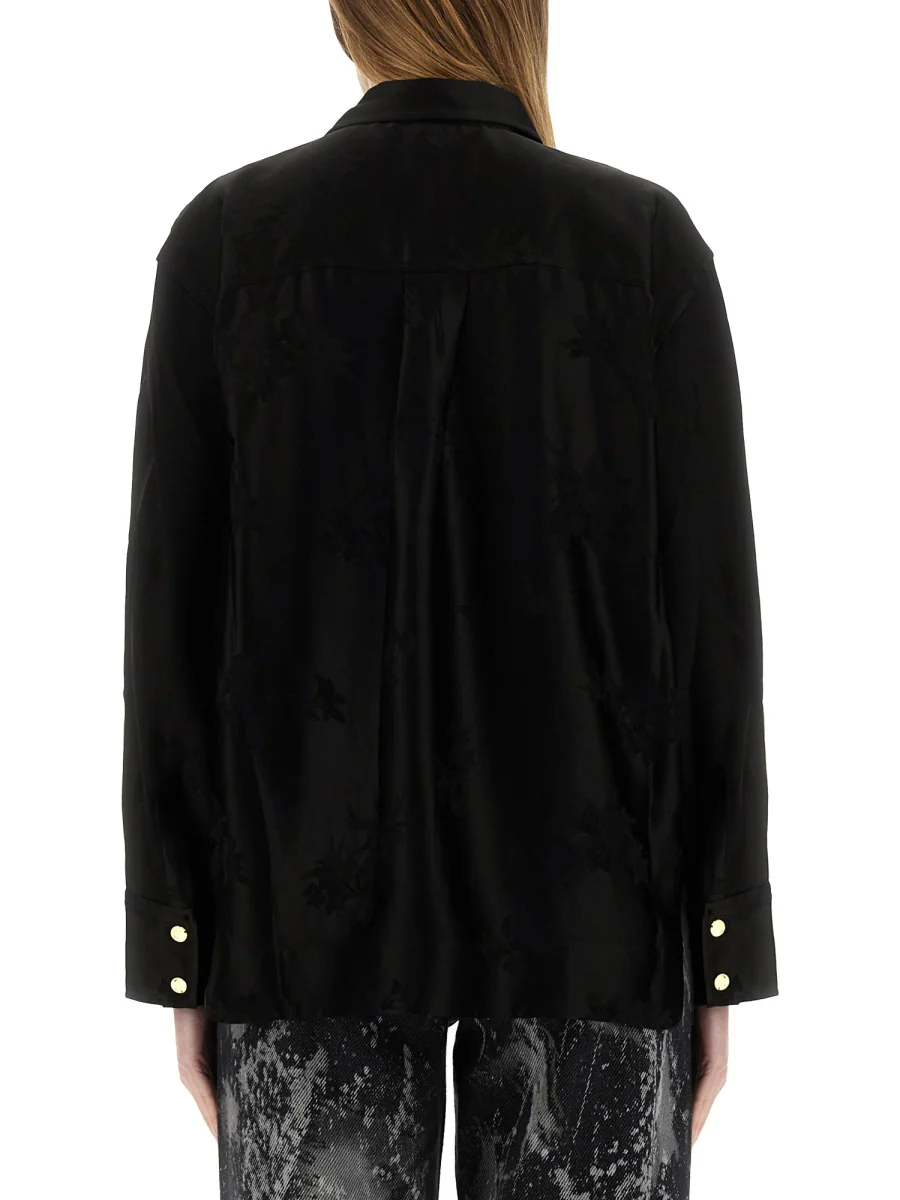 Ganni Satin Jacquard Tie-String Shirt - Image 3