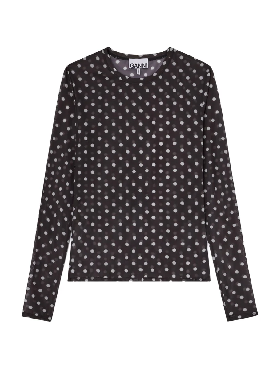 GANNI Women's Printed Sheer Top