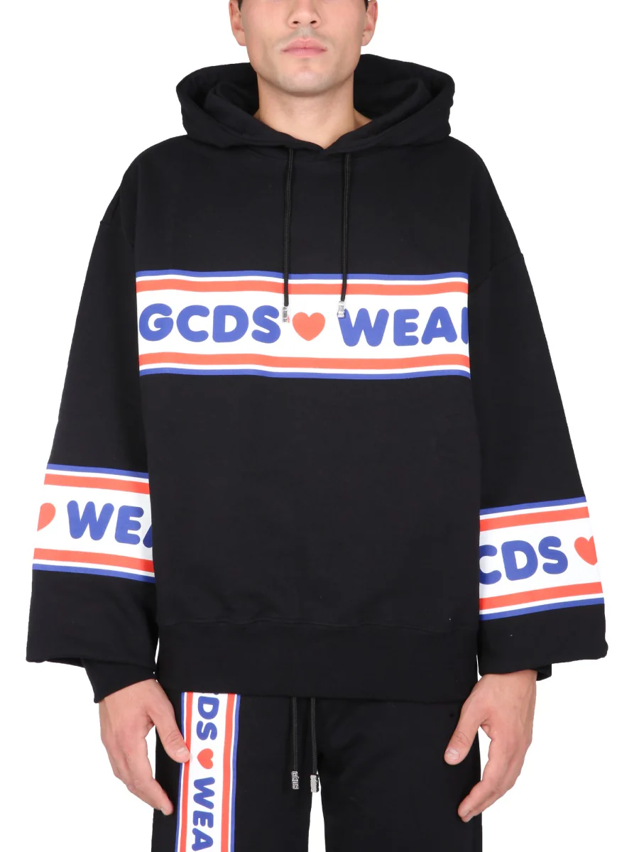 GCDS Graphic-print Cotton Hoodie