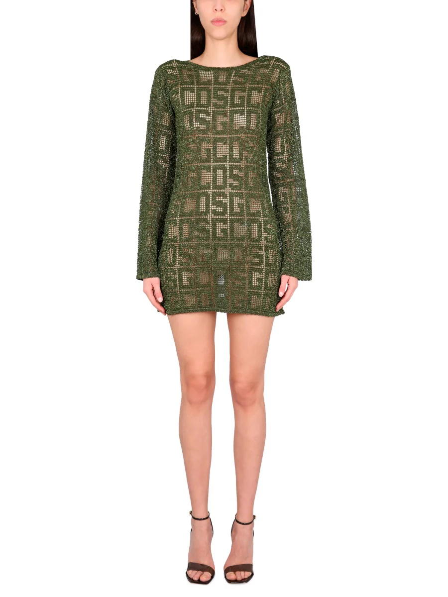 Gcds Monogram Midi Dress with Boat Neckline