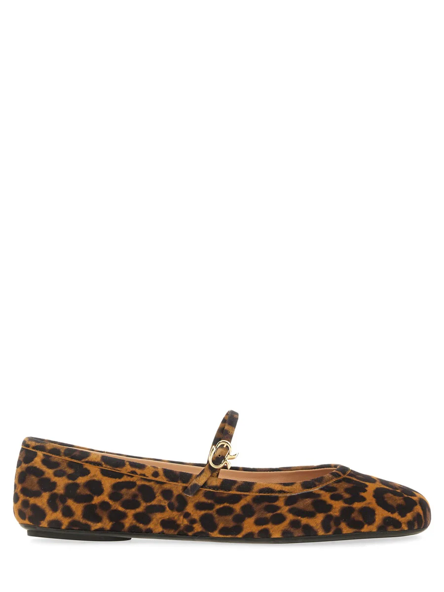 GIANVITO ROSSI Carla Leopard-print Suede Mary Jane Ballet Flats