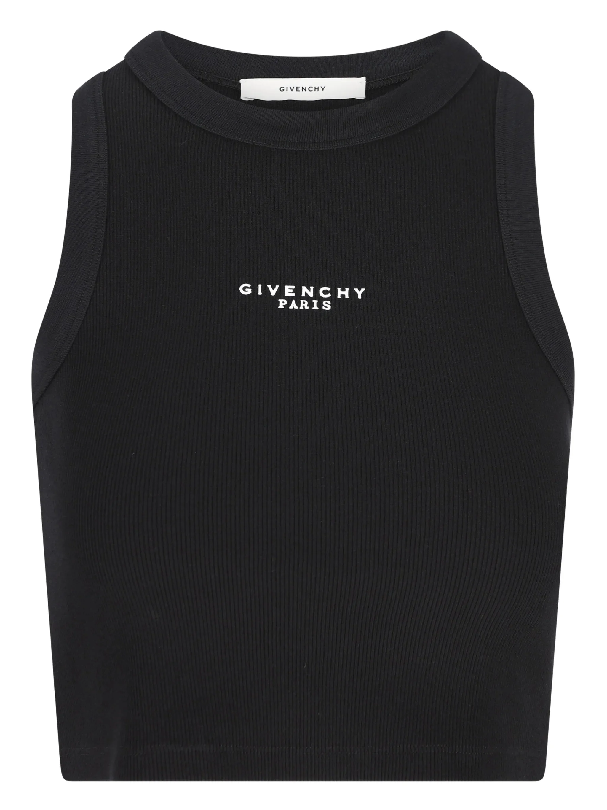 GIVENCHY Cropped Tank Top in Cotton with Paris Print - Image 2