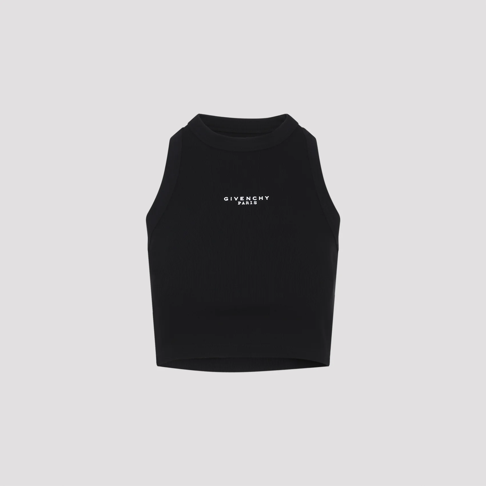 GIVENCHY Cropped Tank Top in Cotton with Paris Print - Image 3