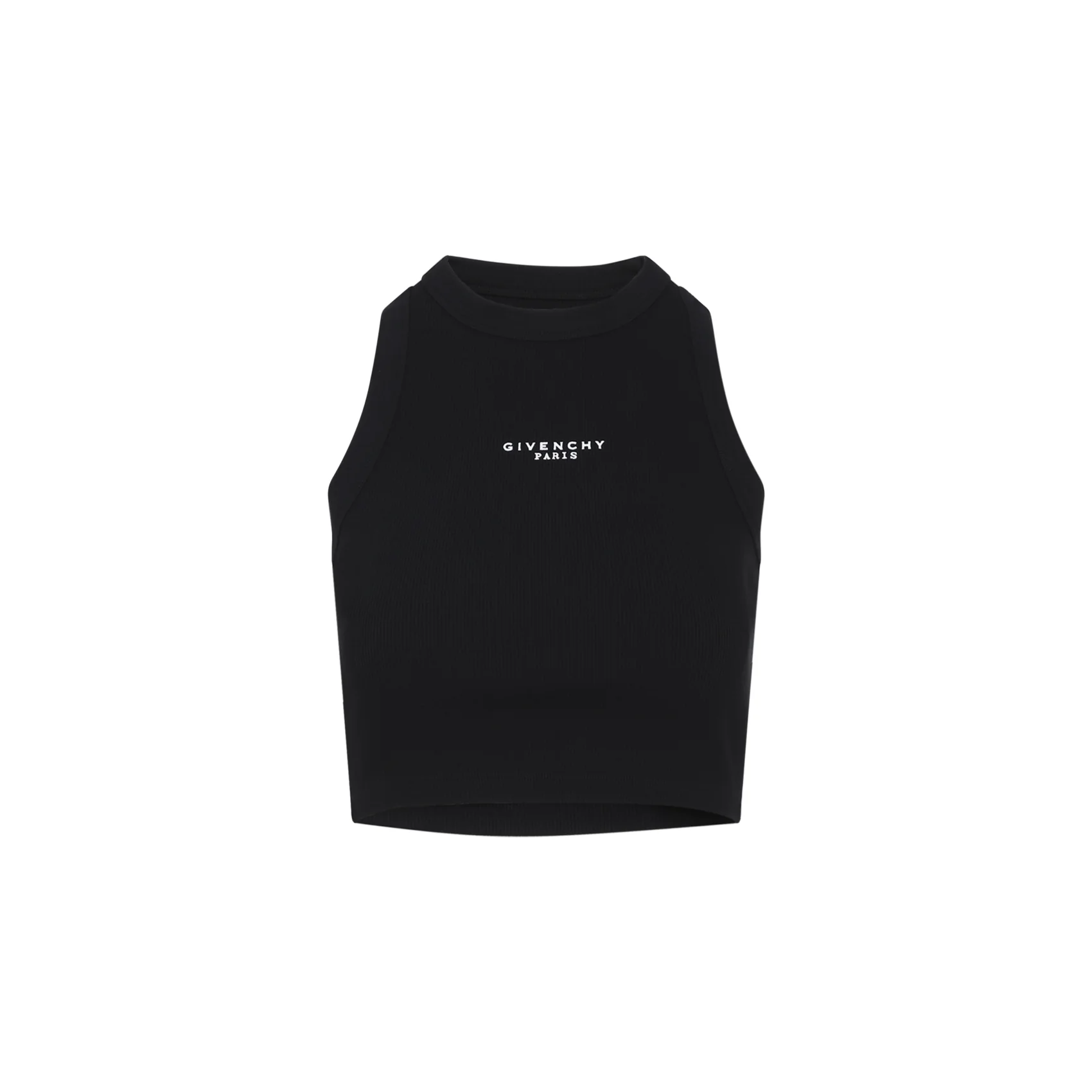 GIVENCHY Cropped Tank Top in Cotton with Paris Print - Image 2