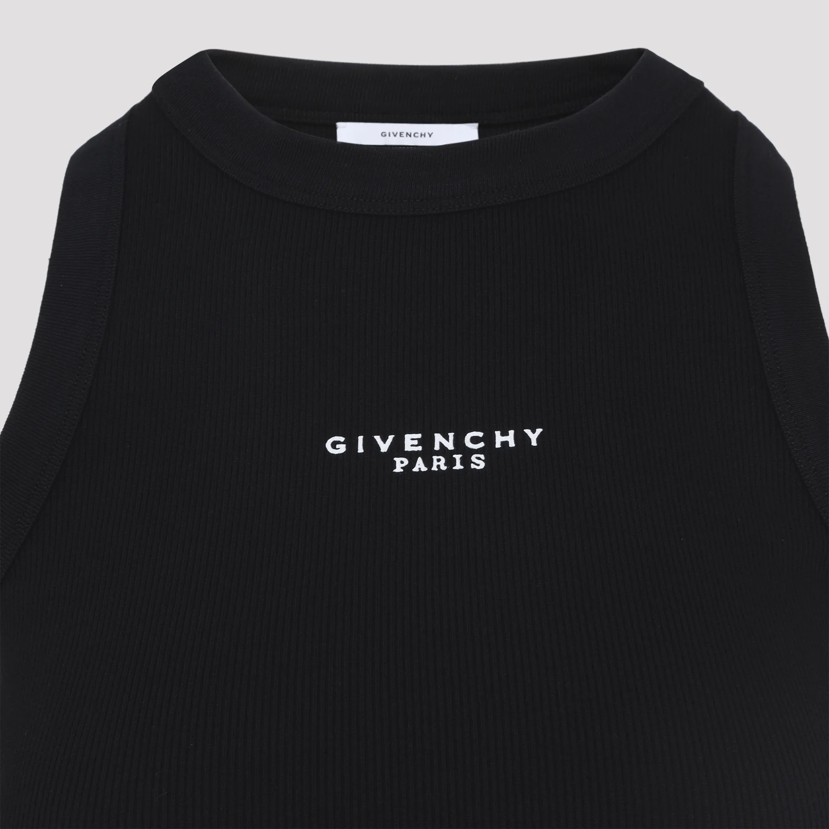 GIVENCHY Cropped Tank Top in Cotton with Paris Print - Image 6