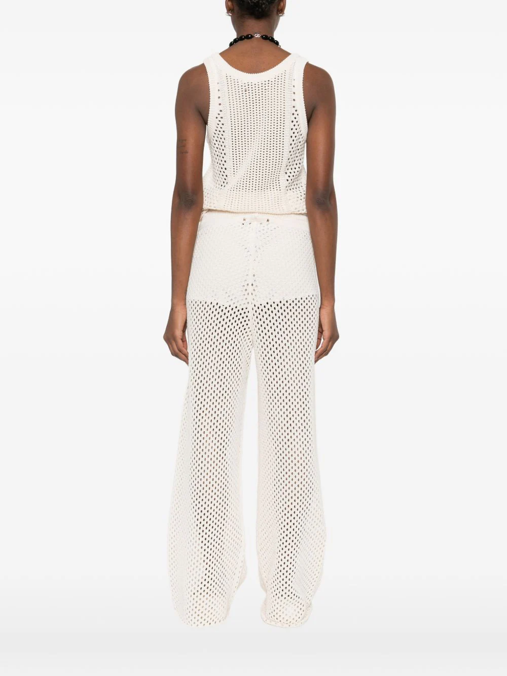 Golden Goose Knit Cotton Pants with High Waist, Drawstring Closure on the Front, Metal Star Detail at the Back, Straight Leg - Image 3