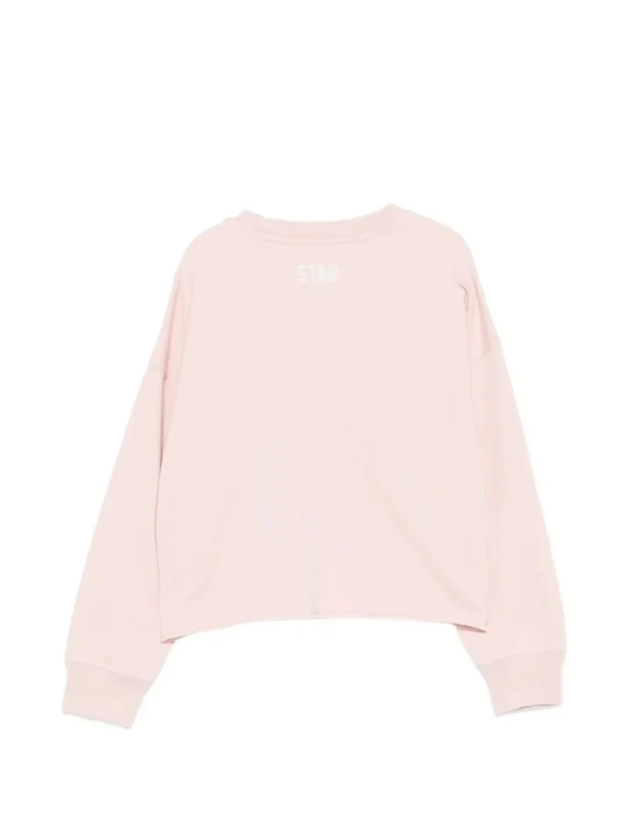 Golden Goose Mini Star Girl's Crewneck Crop Sweatshirt with Raw Cut Hem