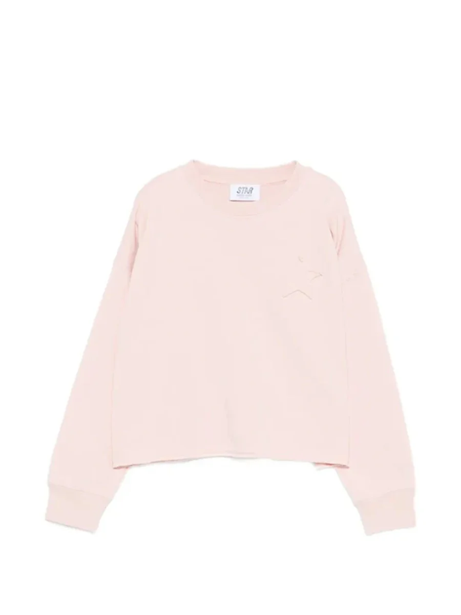 Golden Goose Mini Star Girl's Crewneck Crop Sweatshirt with Raw Cut Hem - Image 2