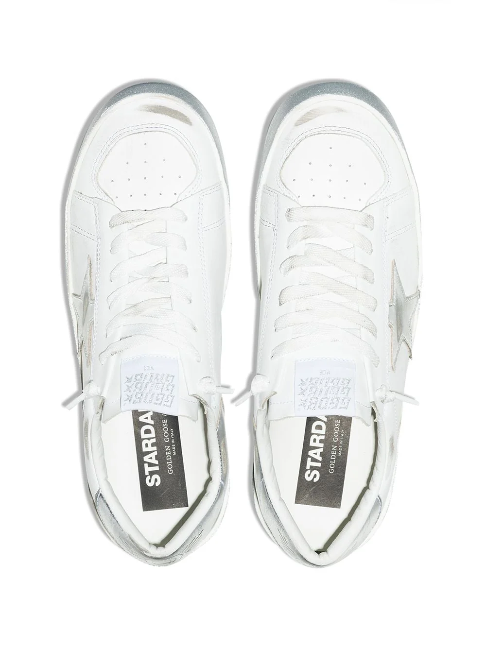 GOLDEN GOOSE Stardan Sneakers with Silver Metallic Leather Star and Heel Tab - Image 2