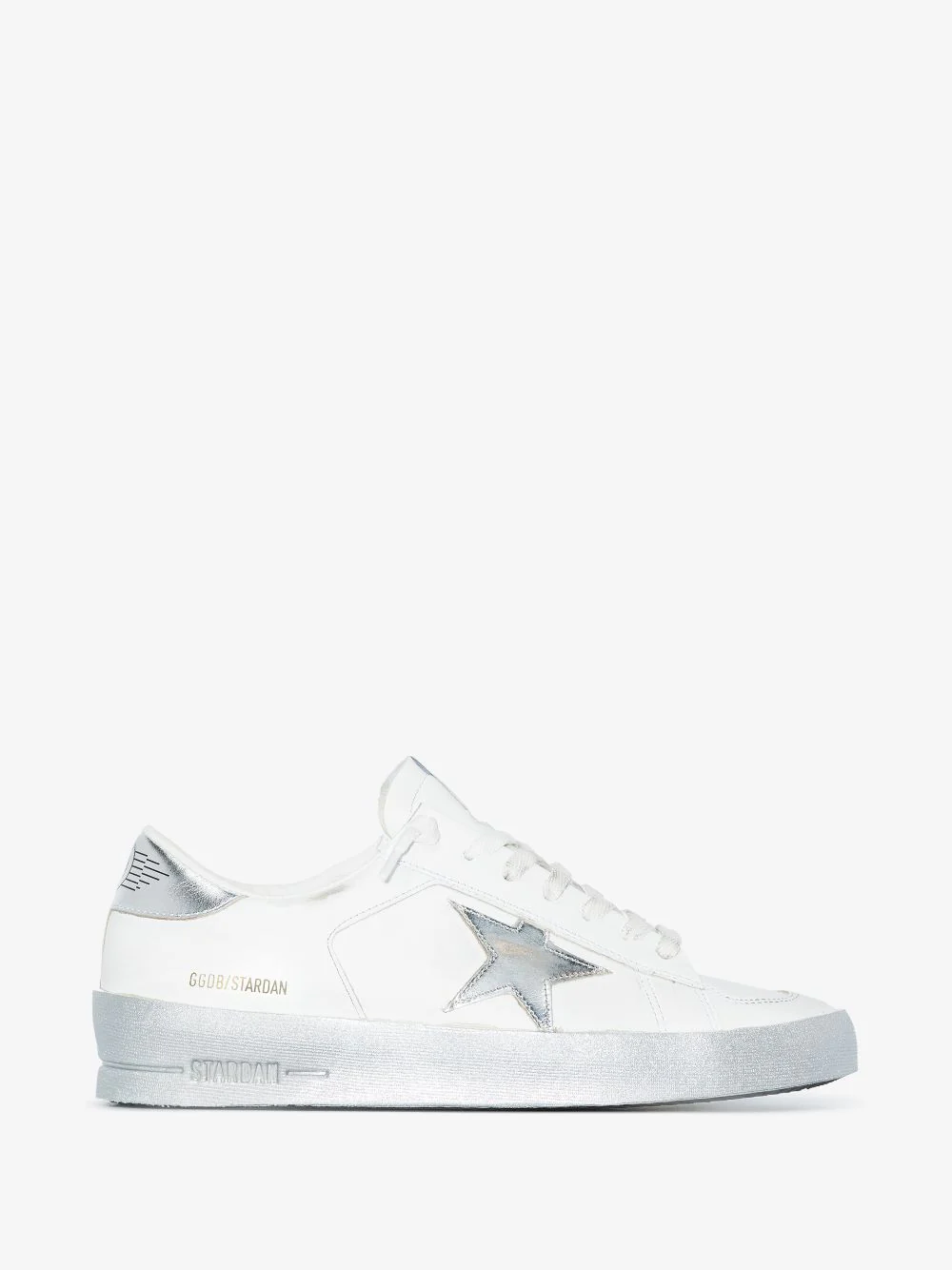 GOLDEN GOOSE Stardan Sneakers with Silver Metallic Leather Star and Heel Tab - Image 4