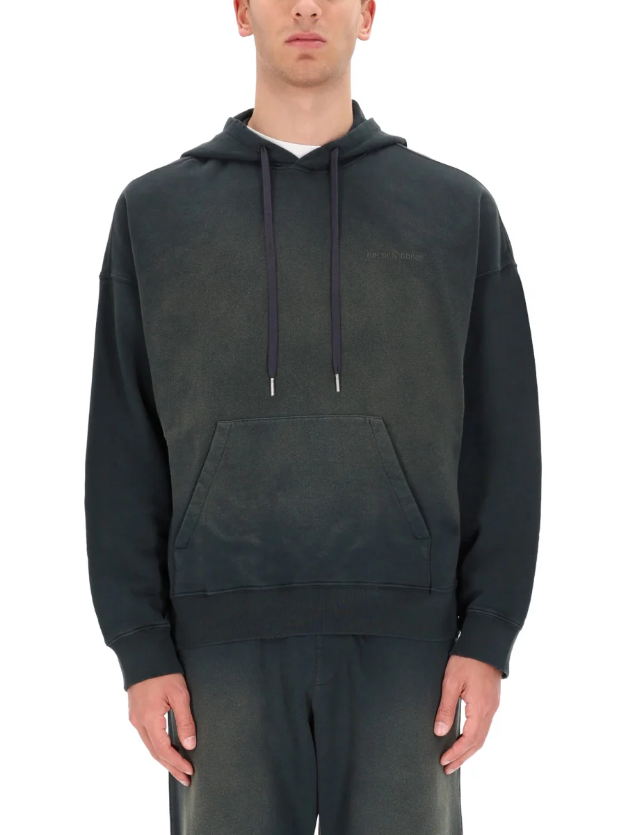 GOLDEN GOOSE Unisex Hooded Sweatshirt in Cotton with a Bleached Effect - Image 4