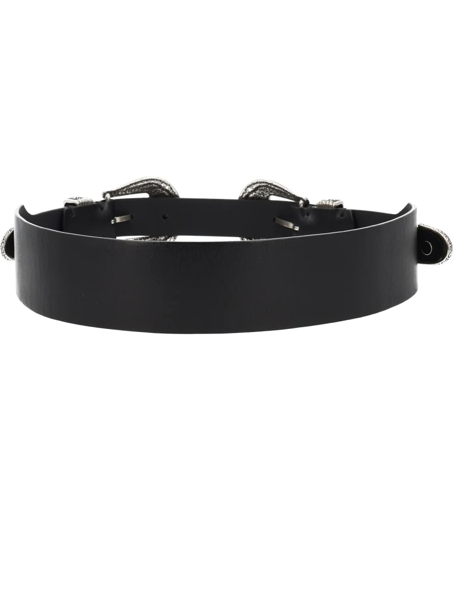 GOLDEN GOOSE Women's Double Buckle Washed Leather Belt - Image 6