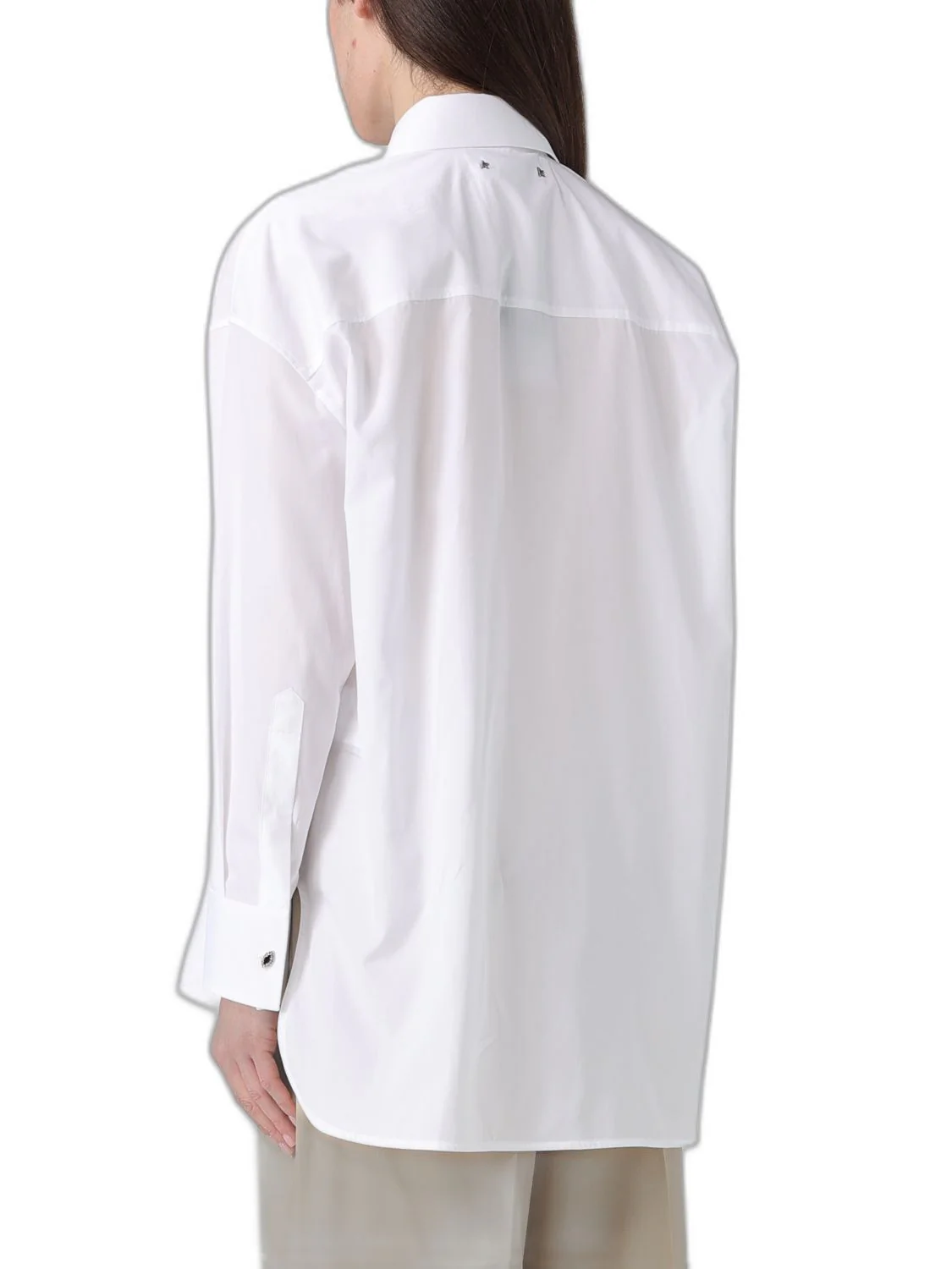GOLDEN GOOSE Women's Oversized Shirt in Cotton with Pleated Detail and Jewel Buttons - Image 3