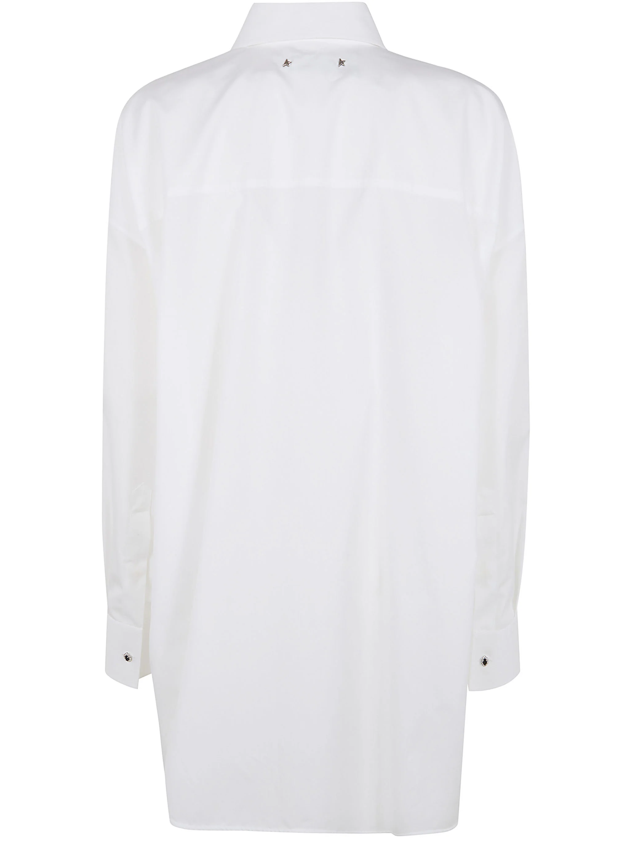 GOLDEN GOOSE Women's Oversized Shirt in Cotton with Pleated Detail and Jewel Buttons - Image 5