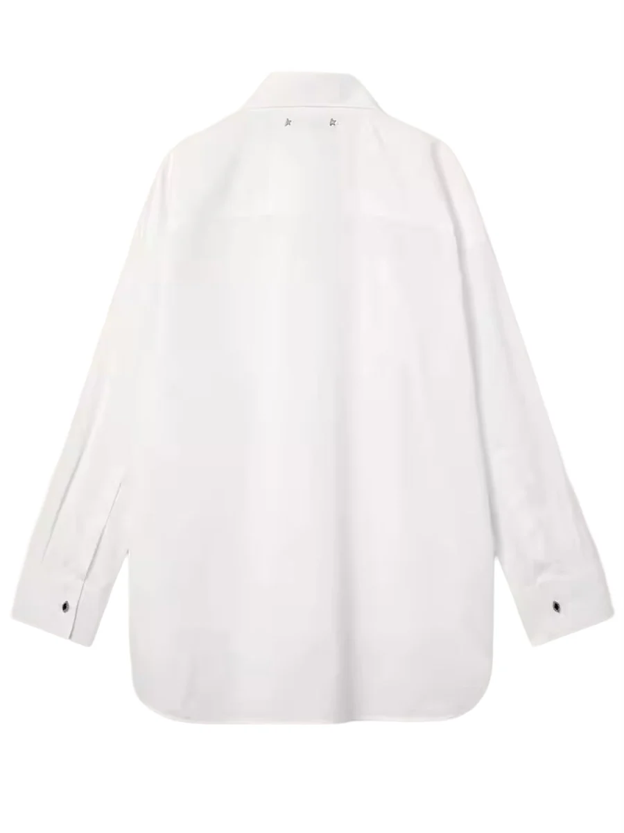 GOLDEN GOOSE Women's Oversized Shirt in Cotton with Pleated Detail and Jewel Buttons - Image 2