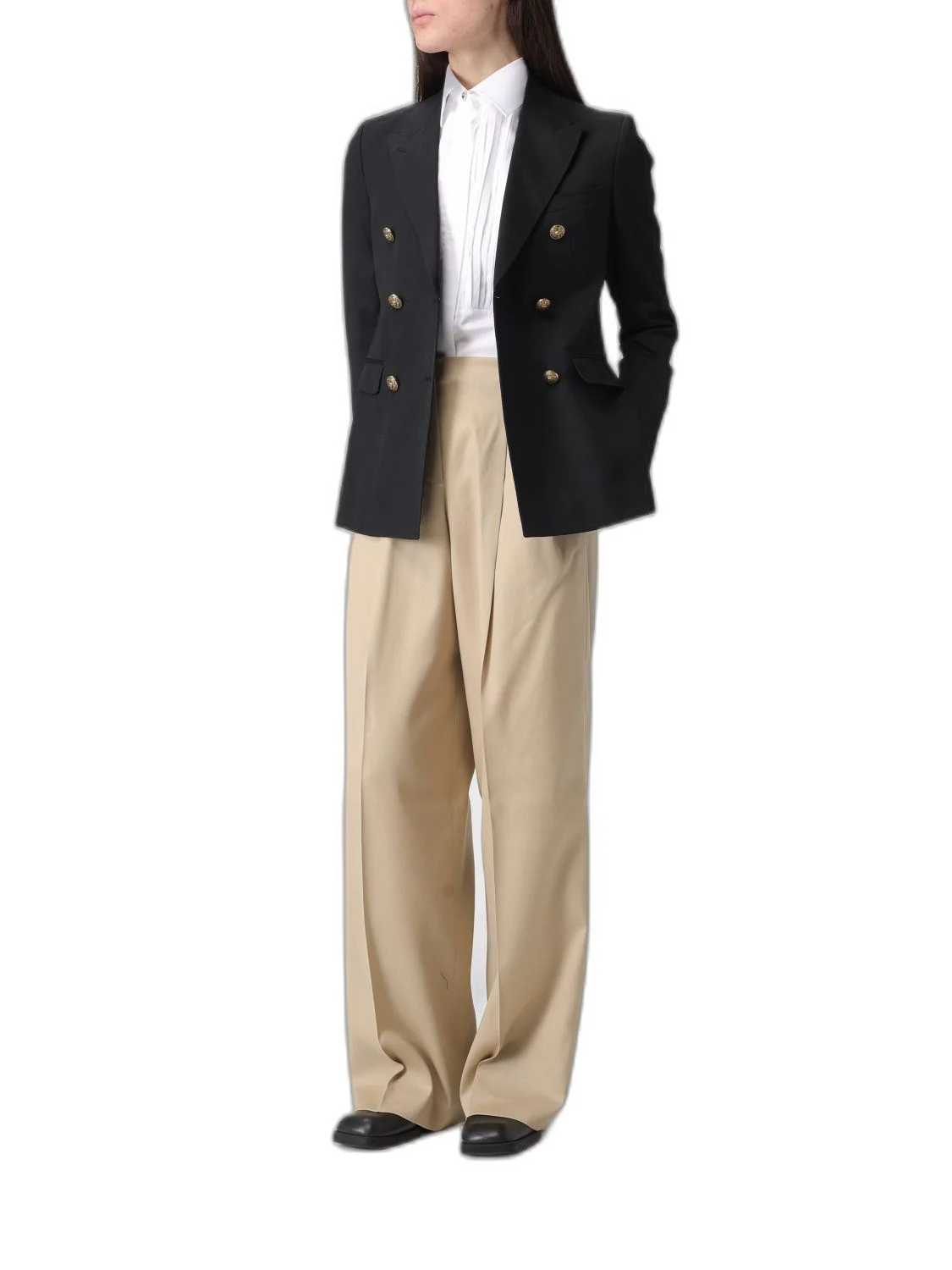 GOLDEN GOOSE Women's Oversized Shirt in Cotton with Pleated Detail and Jewel Buttons - Image 5