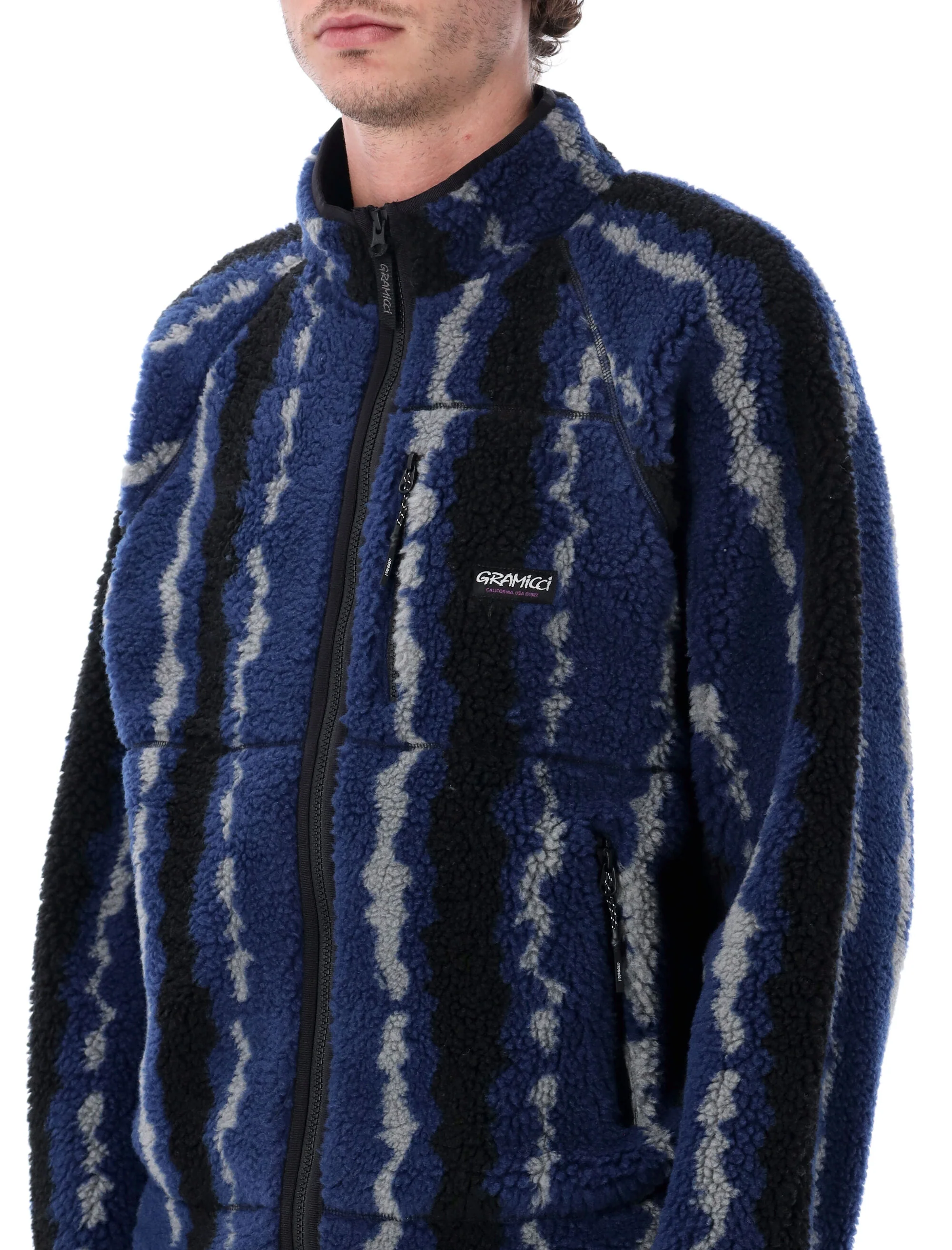 Gramicci Ripple Sherpa-Look Fleece Jacket with Stand Collar & Full-Length Zip - Image 3