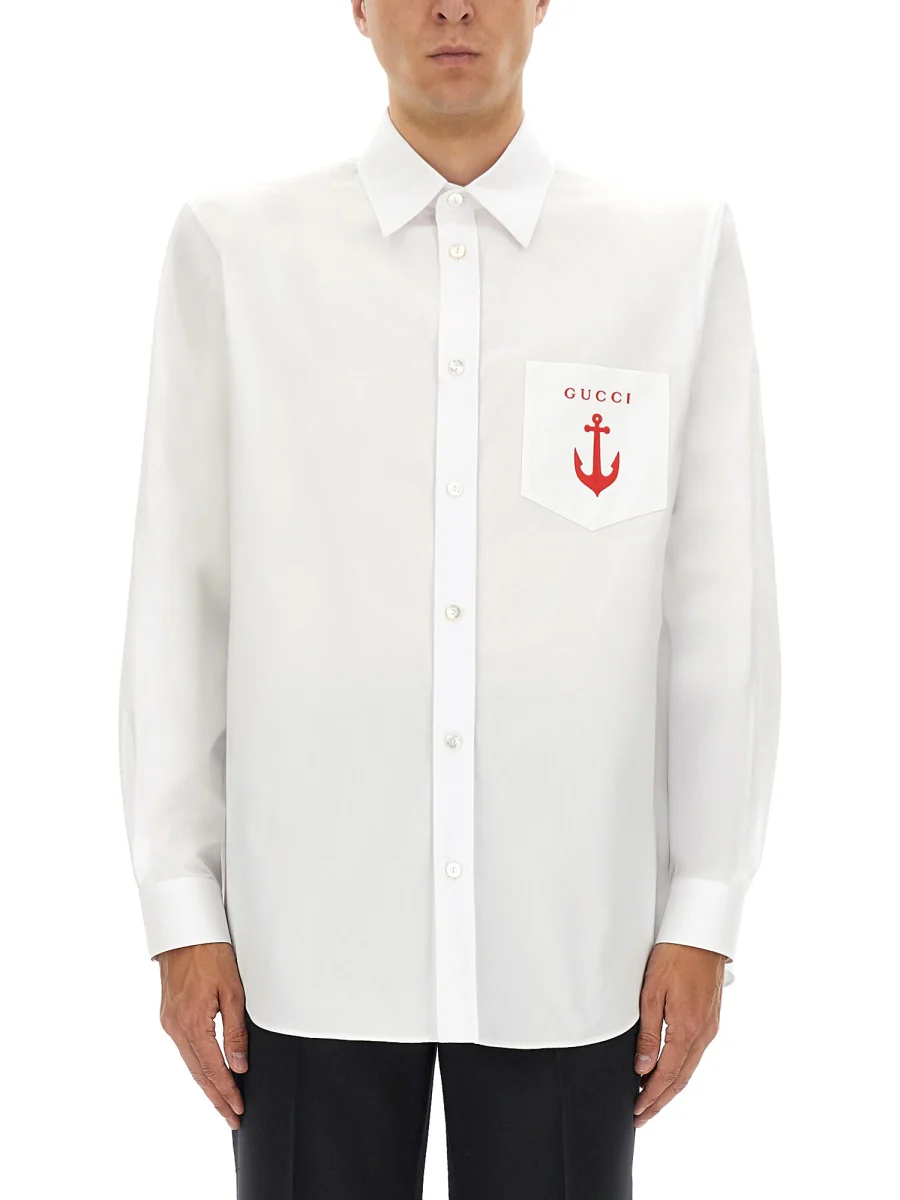 GUCCI Anchor-embroidered Cotton Shirt - Image 3