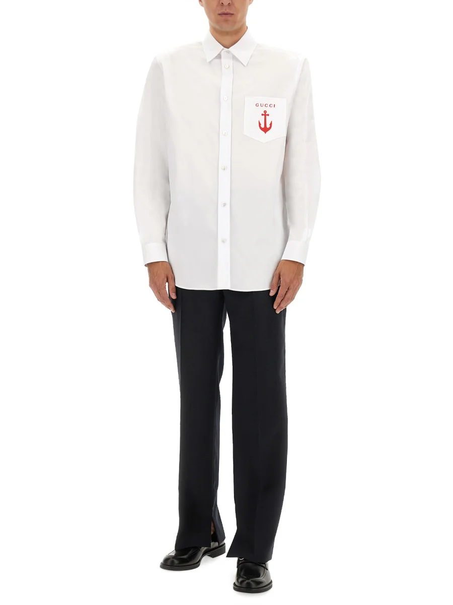 GUCCI Anchor-embroidered Cotton Shirt - Image 4