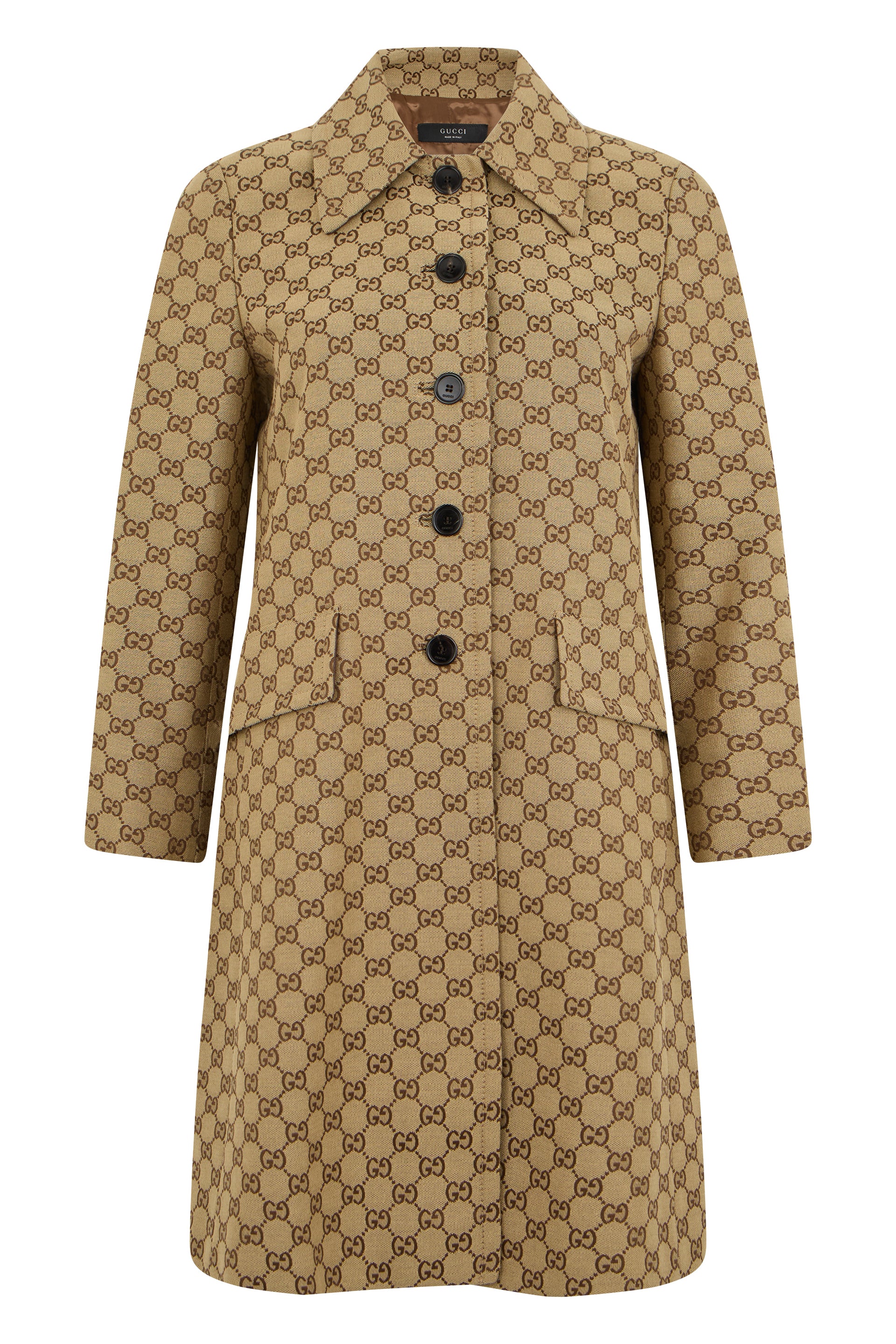 Gucci Button-Closure Trench Coat with Classic Collar