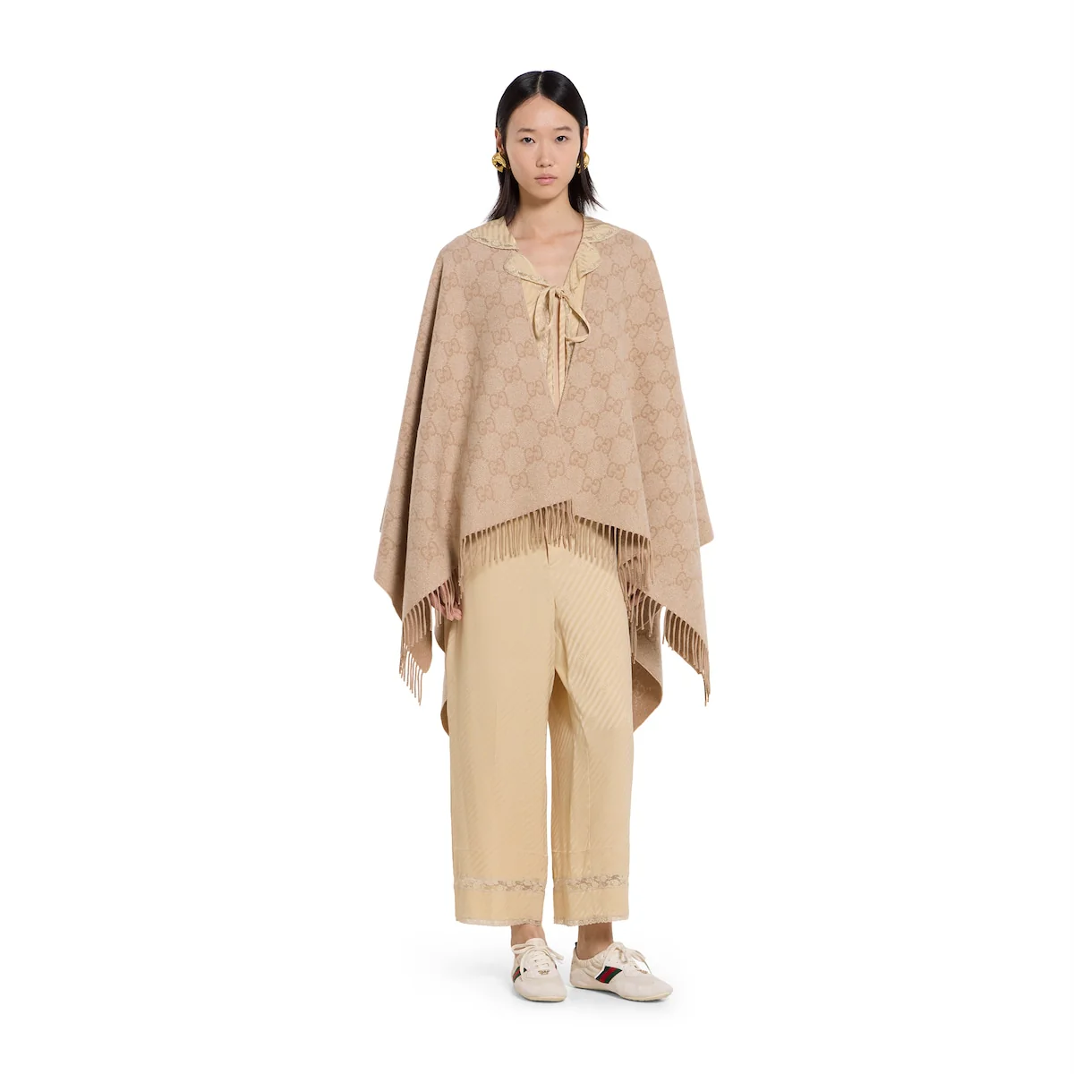 Gucci Cashmere Themé Fringed Scarf W135cm x L135cm - Image 3