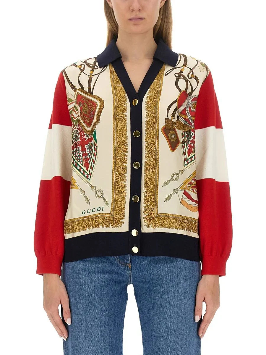 GUCCI Extra Fine Wool Cardigan with Print - Image 3