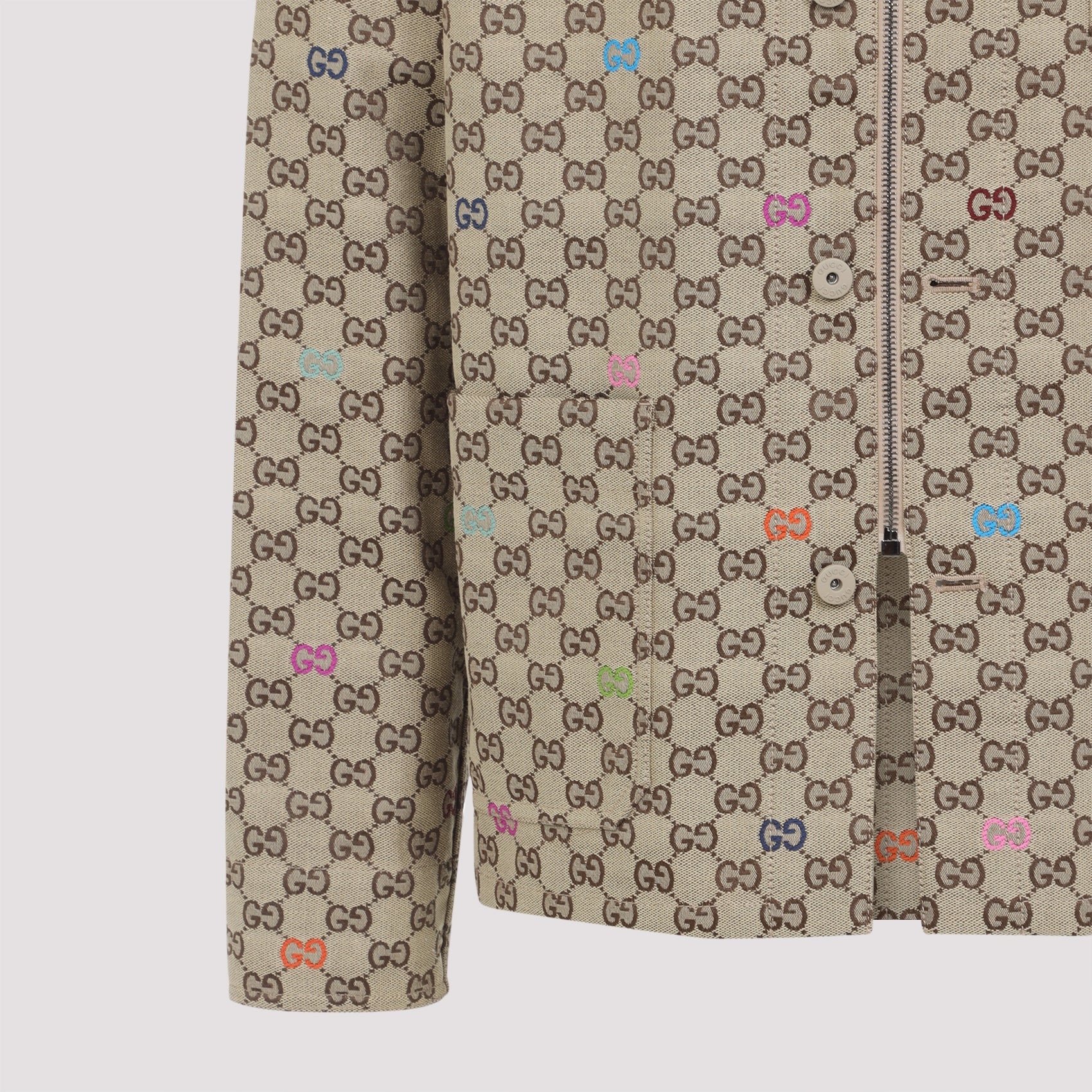 GUCCI GG Cotton Canvas Fabric Zip Jacket - Image 5